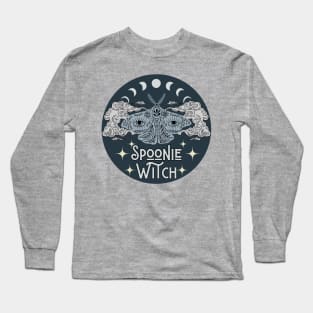 Spoonie Witch Moth Moon Stars Blue Long Sleeve T-Shirt